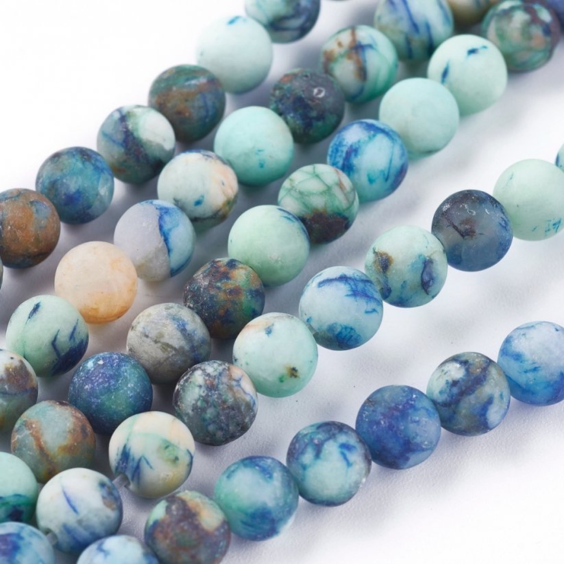 Natürlicher Chrysokoll - Perlen, matt, mehrfarbig, 6 mm