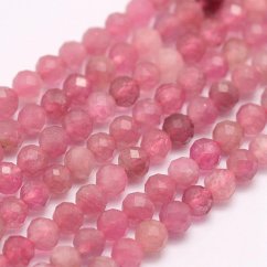 Prírodný turmalín - korálky brúsené, ružové, 3 mm