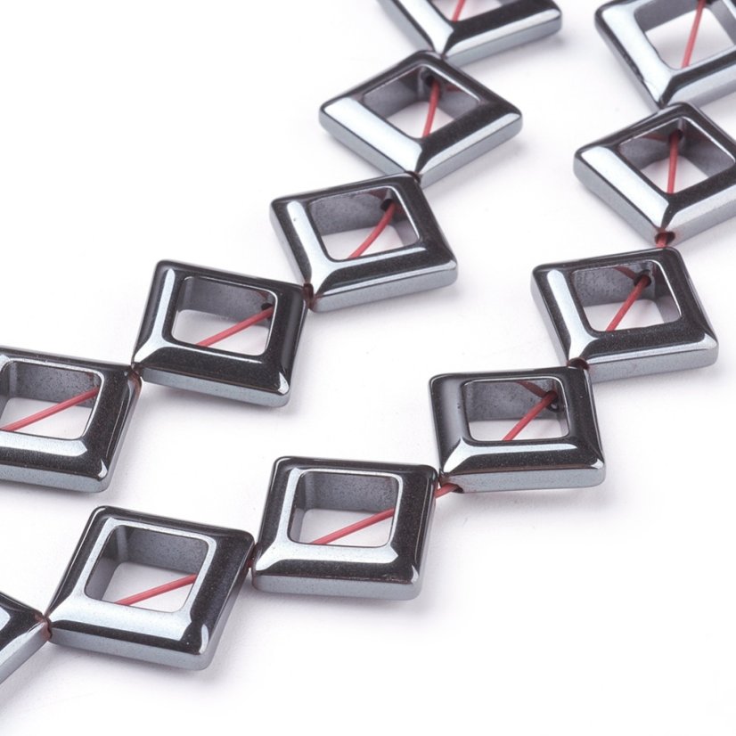 Szintetikus hematit - négyzetek, 14x14mm