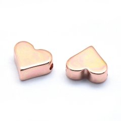Sárgaréz szívalakú elválasztó - rosegold, 6x7x3mm