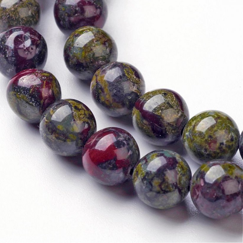 Natürlicher Jaspis - Perlen, Drachenblut, 8 mm