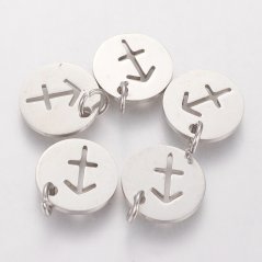Prívesok z 304 ocele strieborný, Znamenie - Strelec, 15x12x2mm