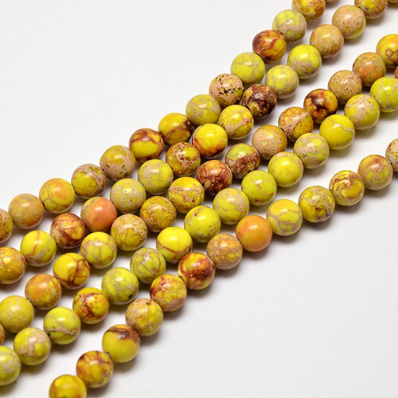 Natürlicher Regalit - Perlen, golden, 6 mm