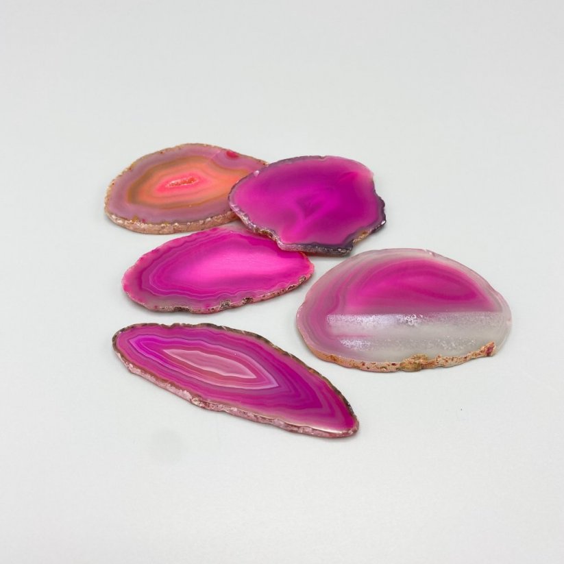 Achát szelet, rózsaszín, kb. 5,5 - 6 cm