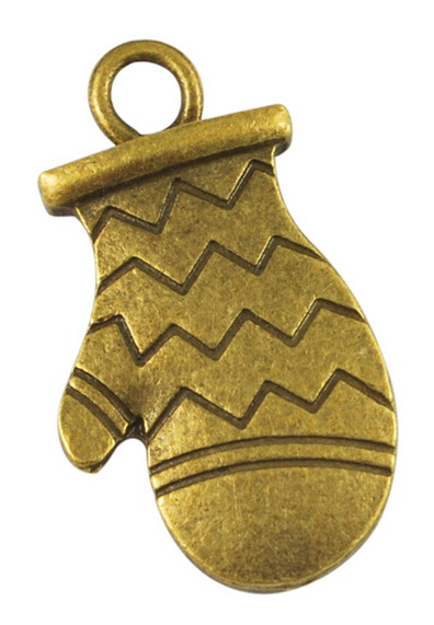 Prívesok rukavice - starobronzový, priemer 26x14x2mm