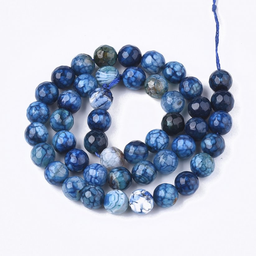 Geknackter Naturachat - Perlen, geschliffen, dunkelblau, 8 mm
