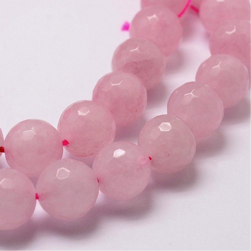 Natürlicher geschliffener Rosenquarz - Perlen, rosa, 8 mm