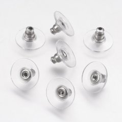 Náušnicové zarážky s plastovým terčíkem z 304 oceli, 6x11x0,5mm