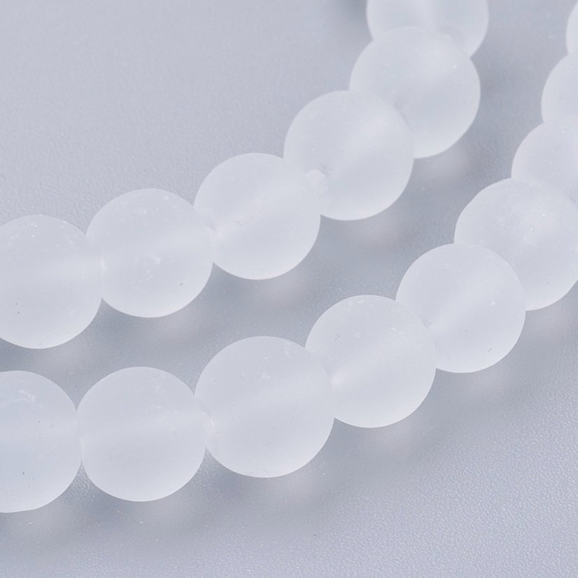 Skleněné korálky matné - 4 mm, bílé