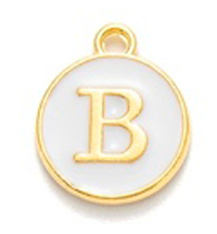 Kovový přívěšek s písmenem B, bílý, 14x12x2 mm