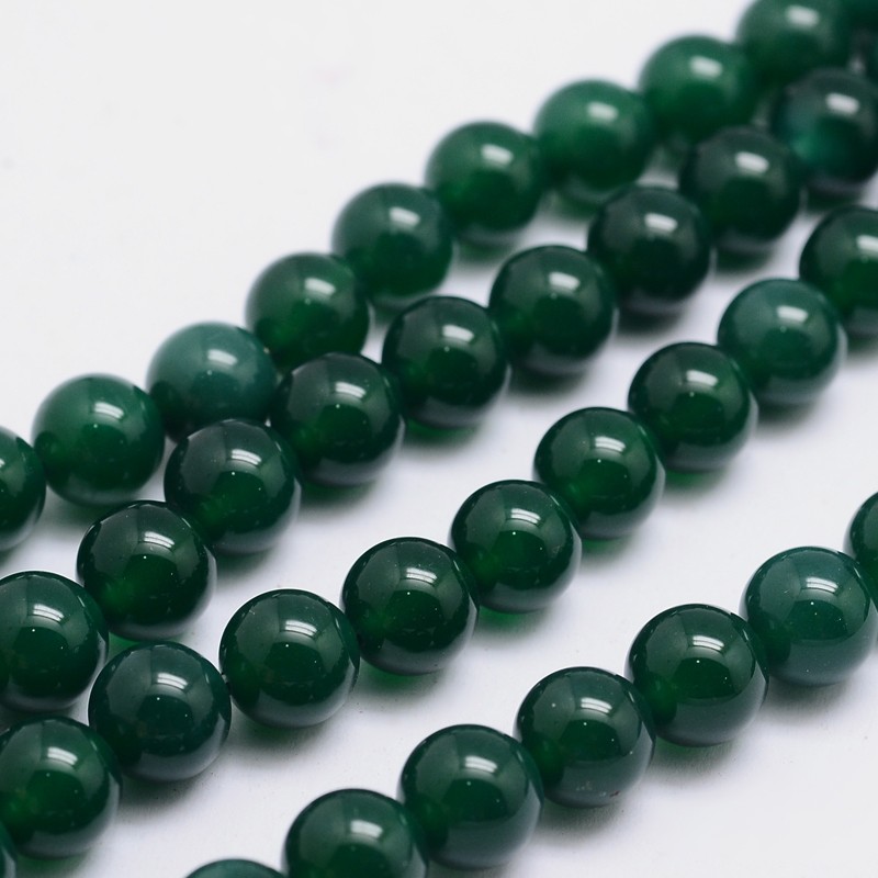 Természetes achát - gyöngyök, zöld, 8 mm