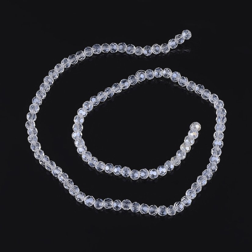 Csiszolt üveggyöngyök, fémezett, fehér, 4 mm