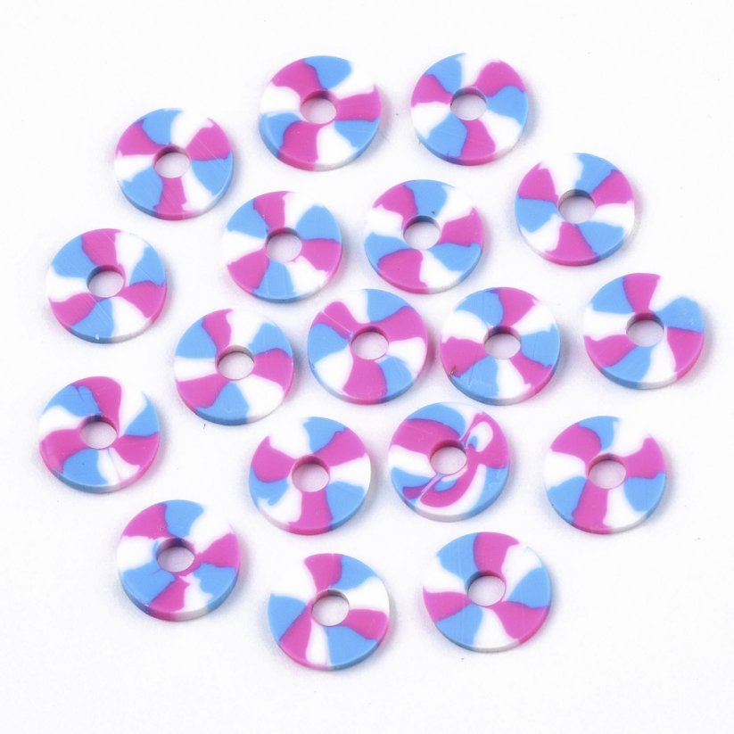 Heishi Polymerperle - rosa-blauer Mix, 8x0,5-1 mm