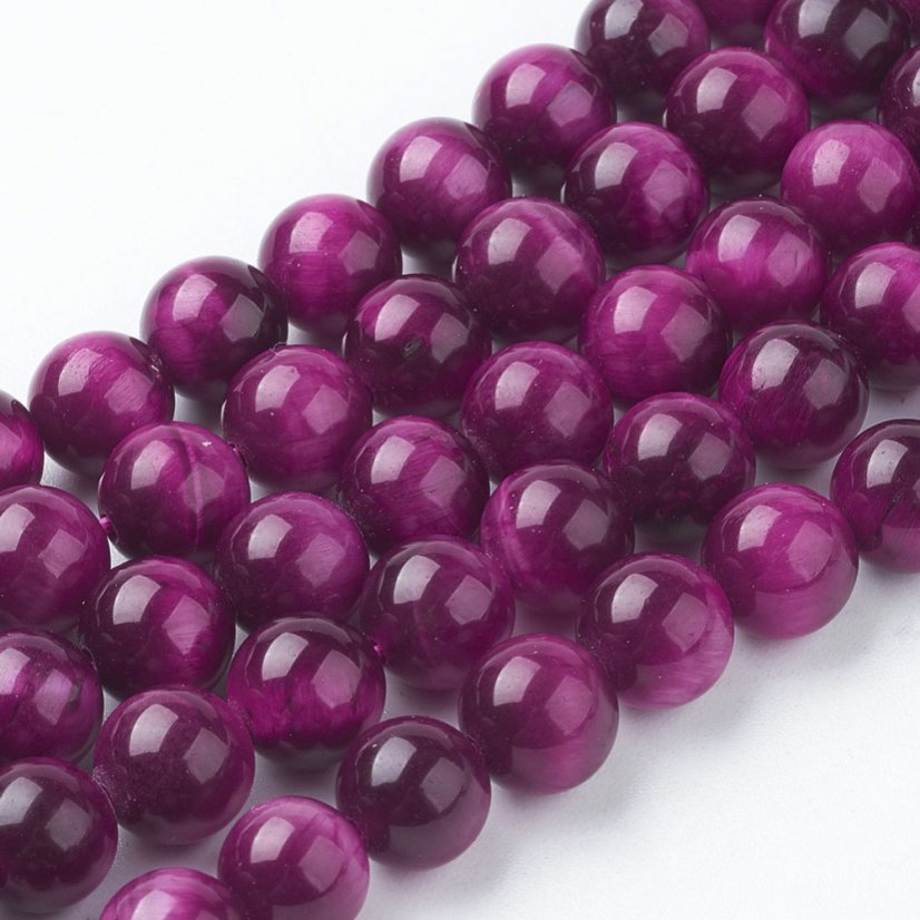 Prírodné tigrie oko - korálky purpurové 8 mm