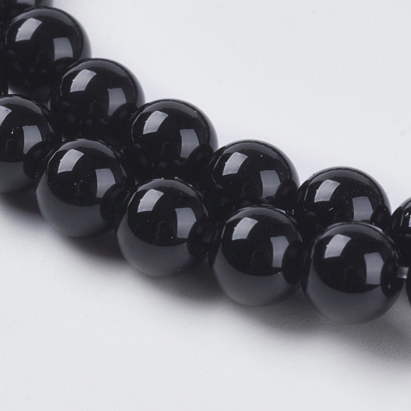 Přírodní onyx - korálky, černé, 6 mm