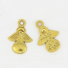 Kovový přívěšek andílek, zlatá, 18x13x2mm