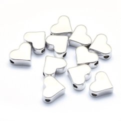 Mosadzný oddeľovač srdce - strieborný  6x7x3mm