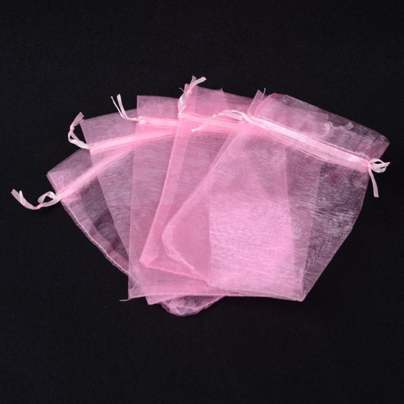 Organza zsákocska - 15x10 cm, rózsaszín