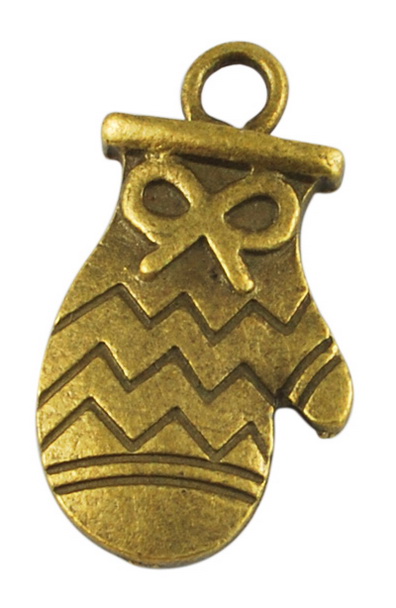 Kesztyű medál - régi bronz, átmérője 26x14x2mm
