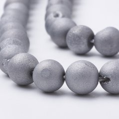 Természetes fémezett achát drúza, ezüst, 6 mm