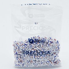 PRECIOSA rokajl 5/0 č. 03930, modro-červeně bílý- 50 g