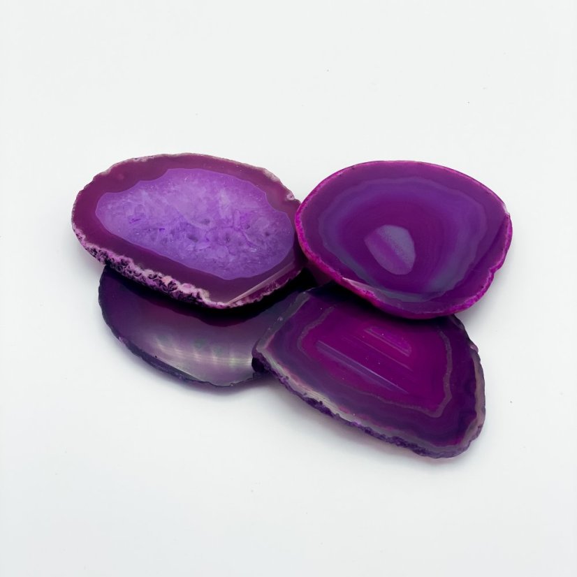 Achát szelet, lila, kb. 8 cm