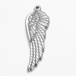 Prívesok z nehrdzavejúcej ocele 304, „Krídla“, 38,5 × 13 × 3 mm