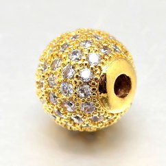 Abstandhalter mit kubischem Zirkon - goldene Kugel, 4 mm