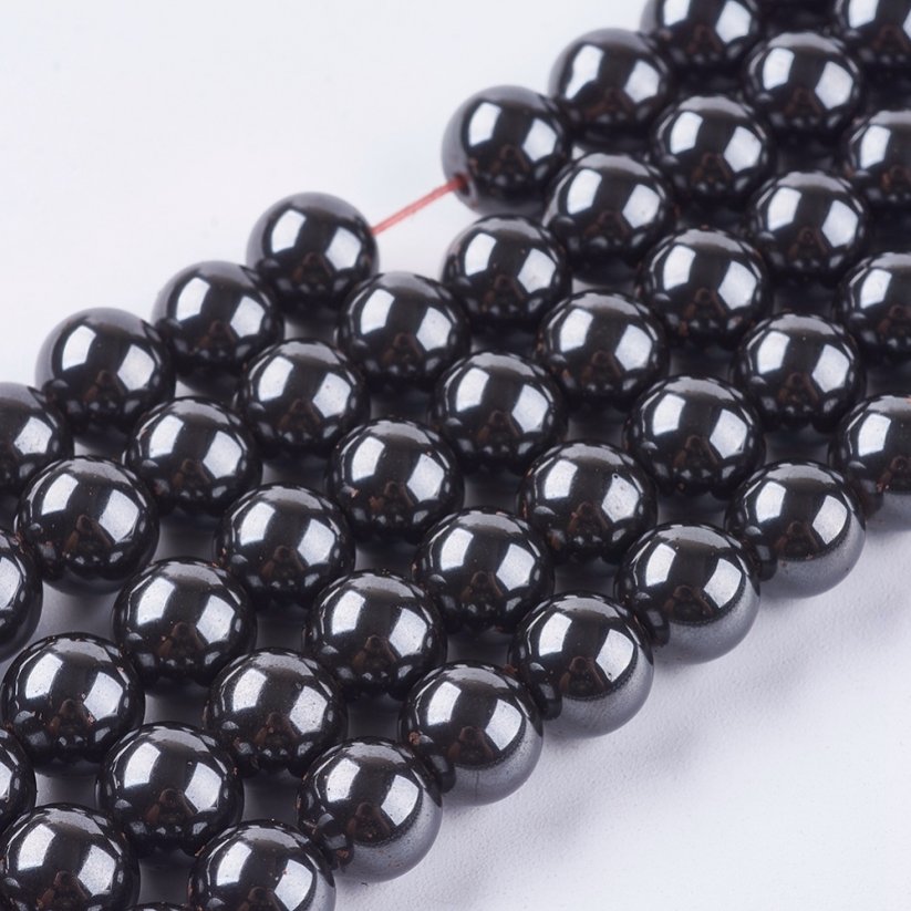 Synthetischer Hämatit, magnetisch - Perlen, schwarz, 8 mm