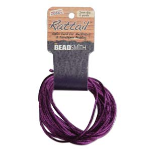 Rattail bavlněná niť se saténovým povrchem, fialová, ø 1 mm, cca 5,4 m