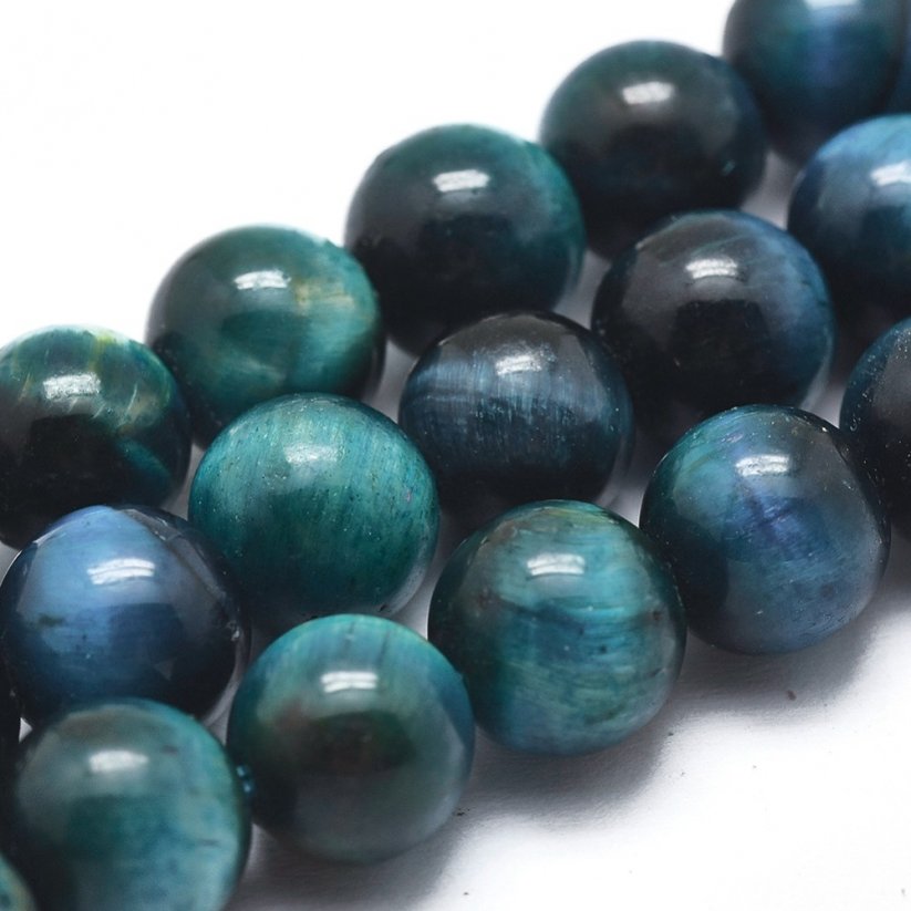 Natürliches Tigerauge - Perlen, schwarz-blau, 8 mm