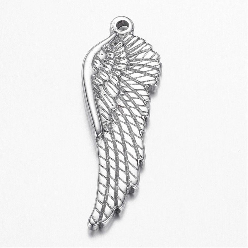 Prívesok z nehrdzavejúcej ocele 304, „Krídla“, 38,5 × 13 × 3 mm