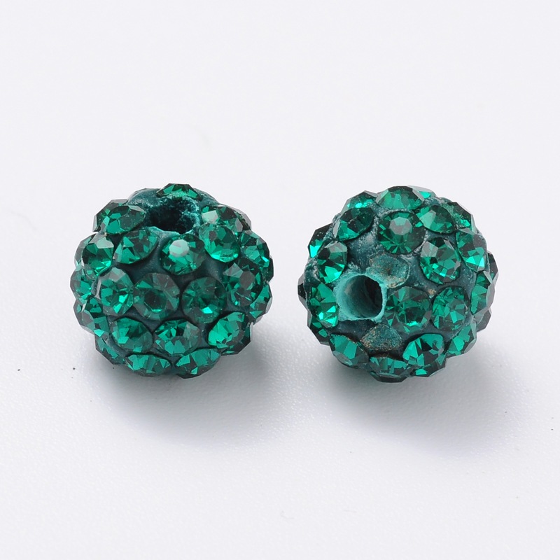 Shamballa kulička 8x8 mm, průvlek 1 mm zelená