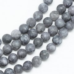 Natürlicher weißer Nephrit - Perlen, matt, grau, 8 mm