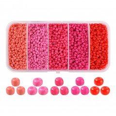 Set mit 5 Farben - 8/0 Rocailles Perlen, rot