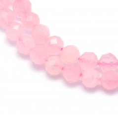 Természetes rózsakvarc - gyöngyök, csiszolt, rózsaszín 3 mm