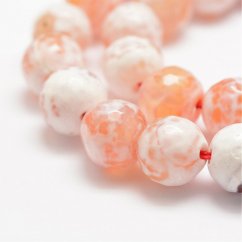 Natürlicher Feuerachat - Perlen, geschliffen, weiß-gelb, 12 mm