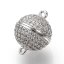 Mágneskapocs köbös cirkóniával sárgarézből, ezüst, 12x8 mm