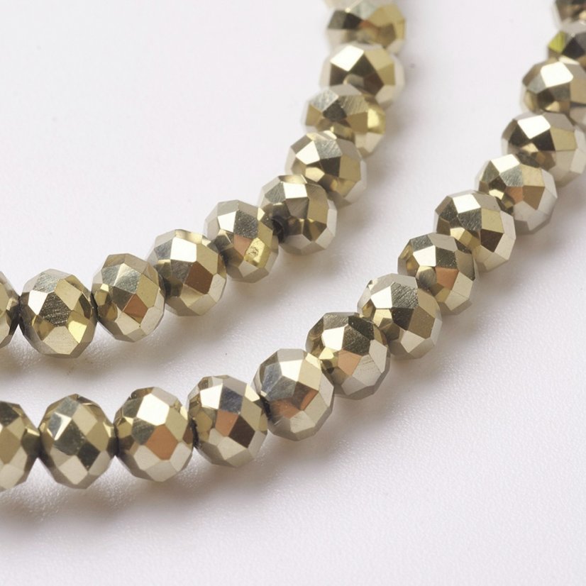 Broušené skleněné rondelky, pokovené, zlaté, 4,5x3 mm