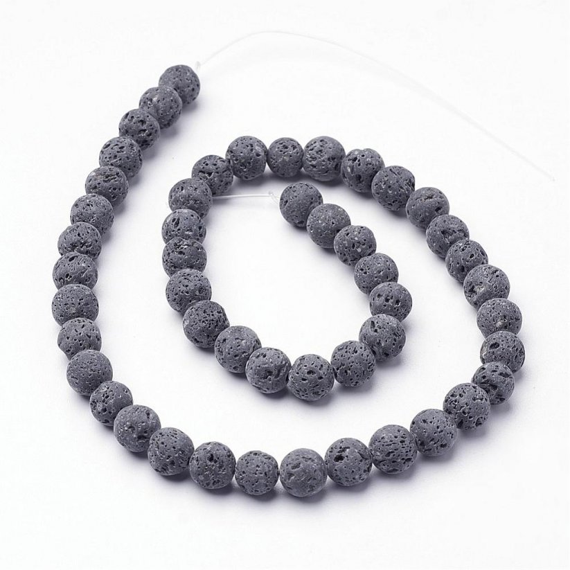 Naturlava - Perlen, grau, 6 mm