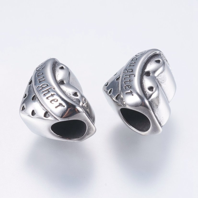 Elválasztó 304-es acélból, szív lány, ezüst, 11,5x15x11mm