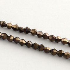 Broušené skleněné korálky, pokovené, black plated, 4 mm