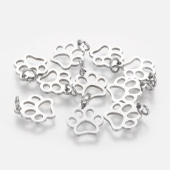 Přívěsek z nerezové oceli 304,"Psí tlapka", 13 × 12 × 1 mm