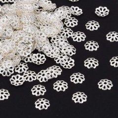Perlenkappe aus Messing, silbern, 6x1,5 mm, Loch 0,8 mm