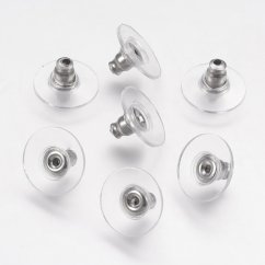 Fülbevaló megállók műanyag táblával 304-es acélból, 6x11x0,5mm