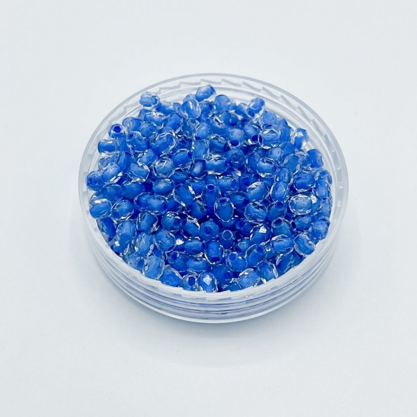 Brúsené korálky crystal blue lined, 3 mm