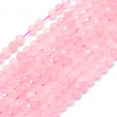 Természetes rózsakvarc - gyöngyök, csiszolt, rózsaszín 3 mm