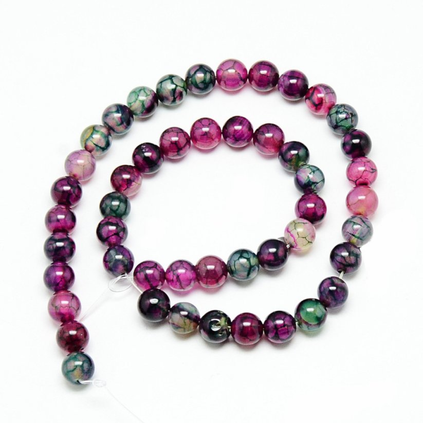 Naturachat - Perlen, geknackt, lila-rot, 8 mm