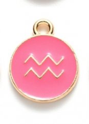 Metallanhänger Sternzeichen - Wassermann, rosa, 15x12x2 mm