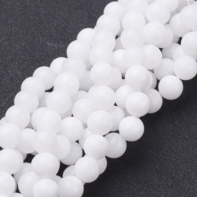 Natürlicher Nephrit - Perlen, weiß, 8 mm